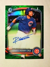 Ronny Cruz 2025 1st Bowman Chrome AUTO GREEN Reptilian REFRACTOR 74/99 Cubs P6