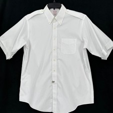 Brooks Brothers Mens Shirt White Non-Iron Cotton Short Sleeve Epaulette 16.5 35