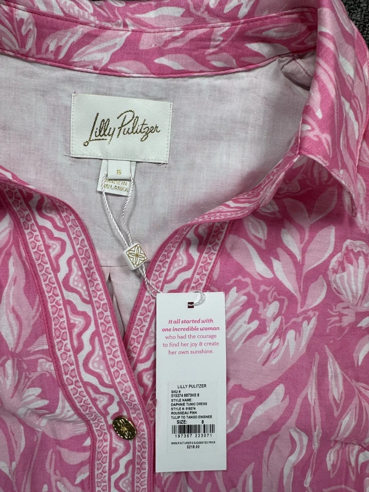 Vestido túnica Lilly Pulitzer para mujer 8 rosa Daphnie vestido Rousseau tulipán a tango Foto 2 de 4