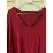 2XL Maroon Red Bamboo Viscose Nightgown Pajamas Long Sleeve Stretchy Soft