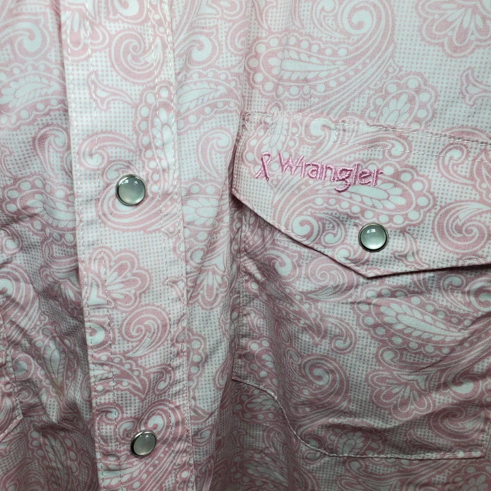 Camisa Wrangler Cáncer de Mama Paisley Rosa Manga Larga Para Hombre XL Perla A Presión Foto 4 de 4