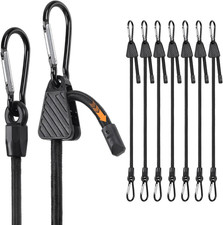 8 PCS Adjustable Carabiner Bungee Cords with Hooks, Bungee Straps Can Adjust fro