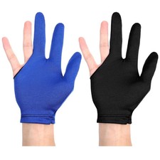 Apojgitn 2 Pcs Billiards Glove, Breathable 3 Fingers Pool Gloves Black,Blue