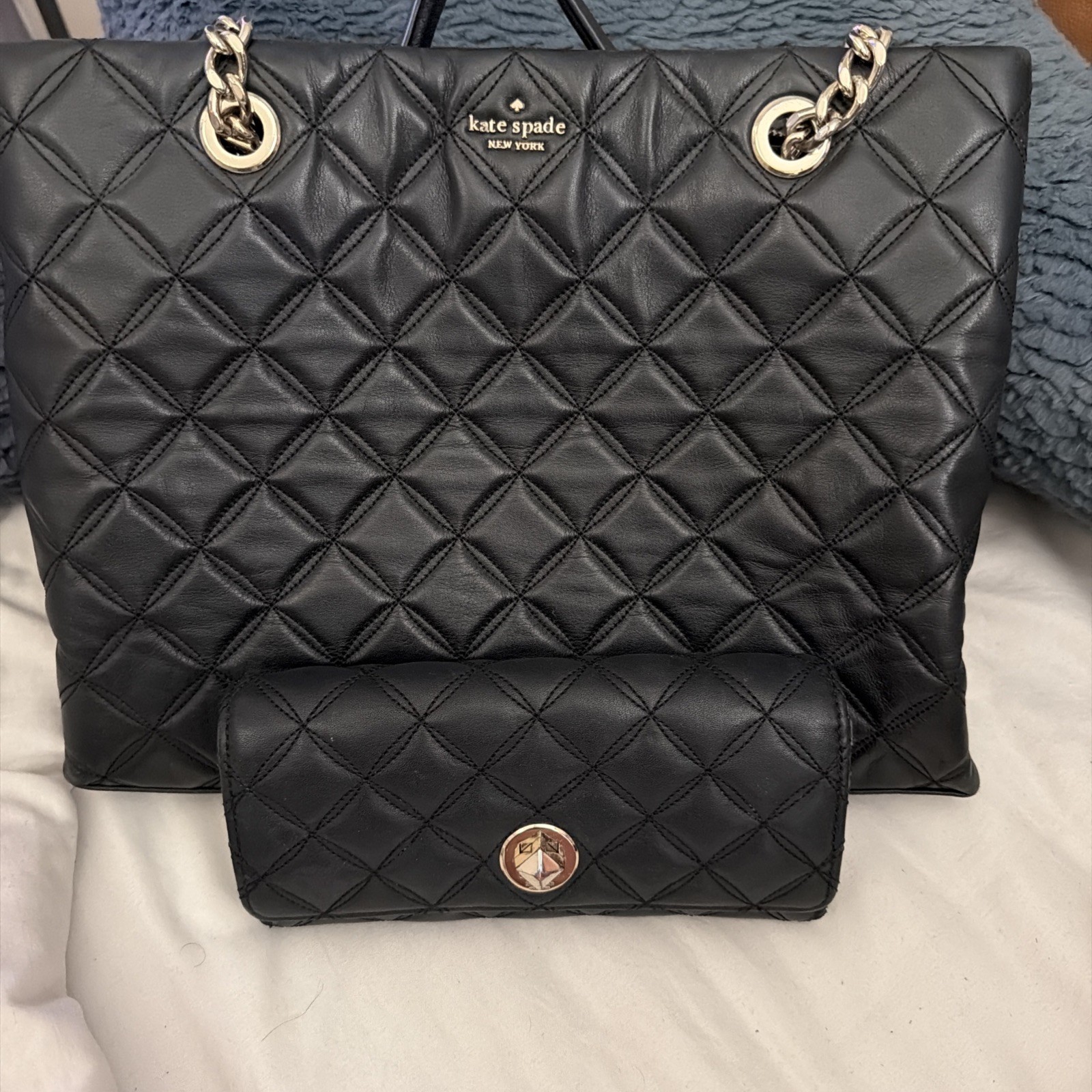Kate Spade Natalia Quilted Leather Tote Bag * Pre-Owner W/ Matching Wallet