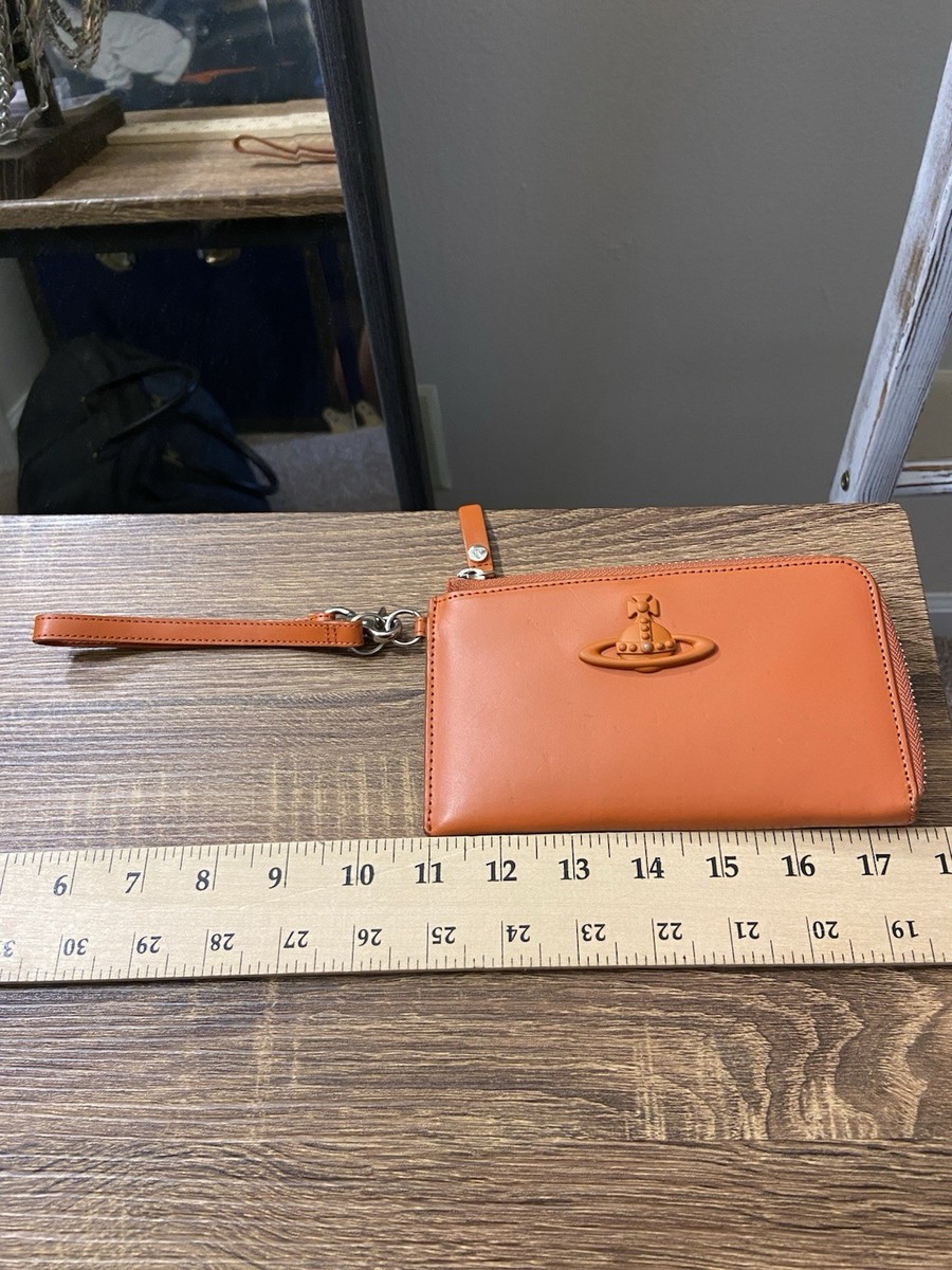 Vivienne Westwood Orange Orb Patent Leather Clutch Pouch Wristlet