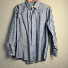 Jos A Bank 1905 Mens Slim Fit Non Iron Dress Shirt Blue 16-33 Cotton Button Down