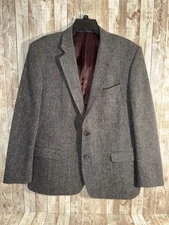 Magee Donegal Irish Tweed Lambs Wool Blazer Gray Herringbone 44S Sport Jacket