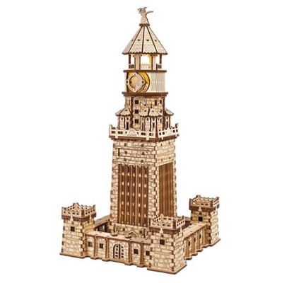 Ugears Lighthouse of Alexandria, 3D Puzzle, 12.2-inch Height, Brown