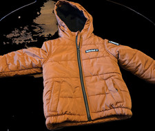 Timberland Boys Brown Hooded Puffer Jacket Polyester Zip Casual Outdoor