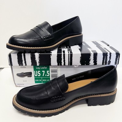 dv by Dolce Vita  Crisp  Classic Penny Loafer/Lug Sole Block Heel 7.5 BLACK NEW