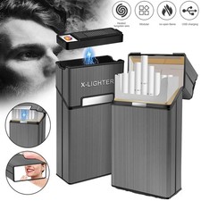 Portasigarette in alluminio USB portasigarette elettronico Lighter con accendino