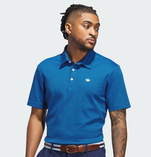  110 adidas Originals Men's Size XL Short Sleeve Striped Pique Golf Polo