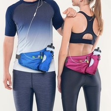 Sports Hydration Belt Bag Running Belt Waist Pack Bum Bag w/ Water Bottle Holder