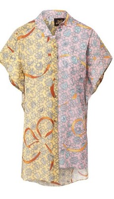 loewe paula's ibiza top front buttons closure  preowned cotton print sz s