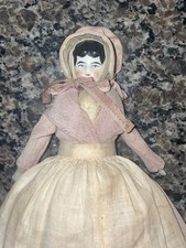 Antique 9  German 1890s Hertwig China Head Doll Original Body, Nicely Dressed