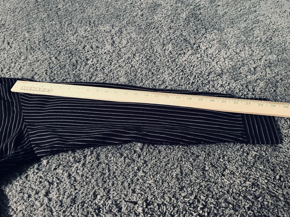 Camisa a rayas con botones para hombre grande negra blanca manga larga vestido informal Foto 4 de 4