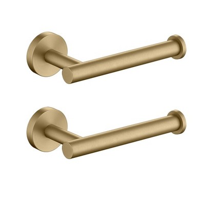 Toilet Paper Holder SUS304 Stainless Steel Round Size Brushed Gold 2 Pack