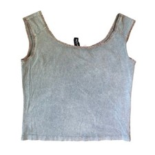Women's Tank Top with Lace Edges Gray Size Large