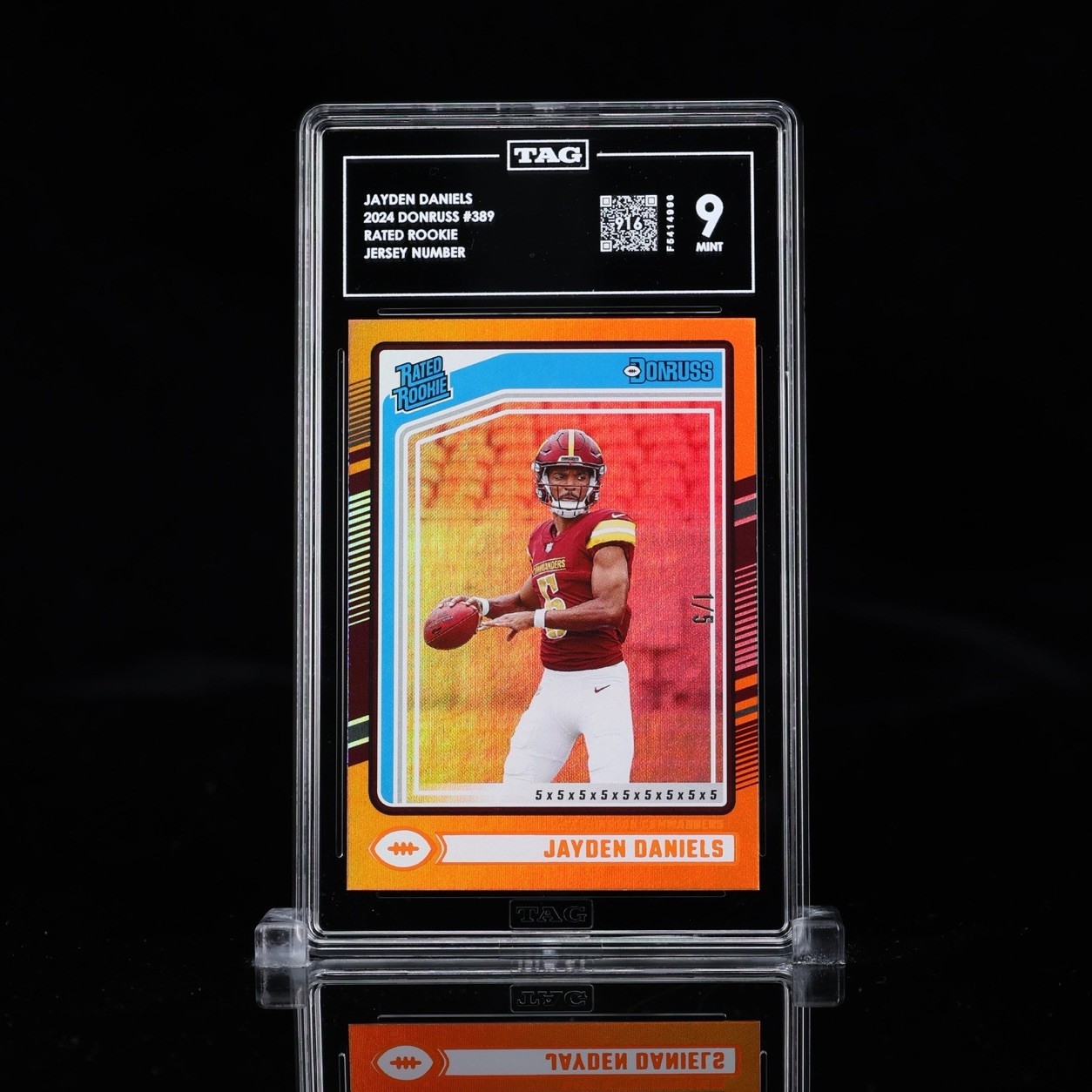 Jayden Daniels #389 Rated Rookie Jersey Number /5 RC Mint 9 2024 Panini Donruss