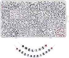 Melius Acrylic Letter Beads, 1450 Pcs 4x7mm Round Alphabet Beads 4x7mm, White