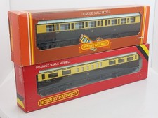2 x Hornby GWR Coaches R456 Composite & R454 Restaurant - OO gauge - VGC - Boxed
