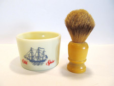 Vintage Old Spice Ship Shaving Cup Mug Shulton With Pure Badger D22 Brush