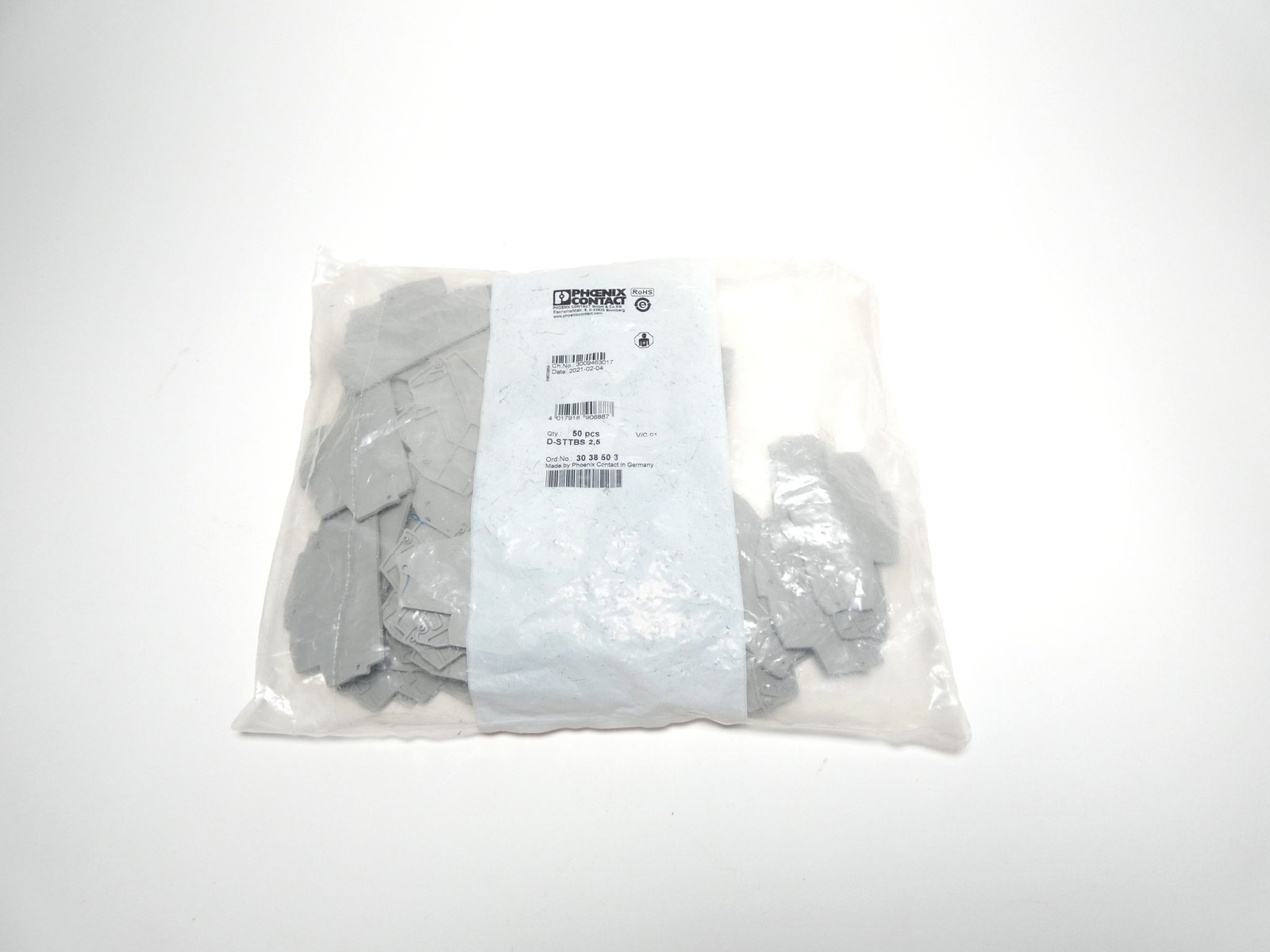 *Lot of 50* Phoenix Contact 3038503 D-STTBS 2,5 Gray Terminal Block End Cover...
