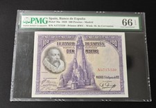 1928 Spain Banco de Espana 100 Pesetas Pick# 76a PMG 66 EPQ Gem UNC