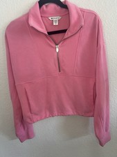 Athleta Women's Pink Regular Fit Mock Neck 1/4 Zip Long Sleeve Pullover S