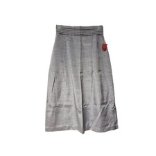 60s - 70s silver gray metallic A-line pleated skirt . size 7 / 8 . Union Made