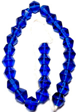 Beads - Recycled Glass Strand, Deep Blue, 15 by 12 mm, 26 Pcs, 2.5 mm Bead Holes