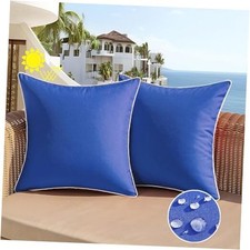 Outdoor Waterproof Throw Pillow Covers 18x18 18" x 18" Pack of 2 Navy Blue