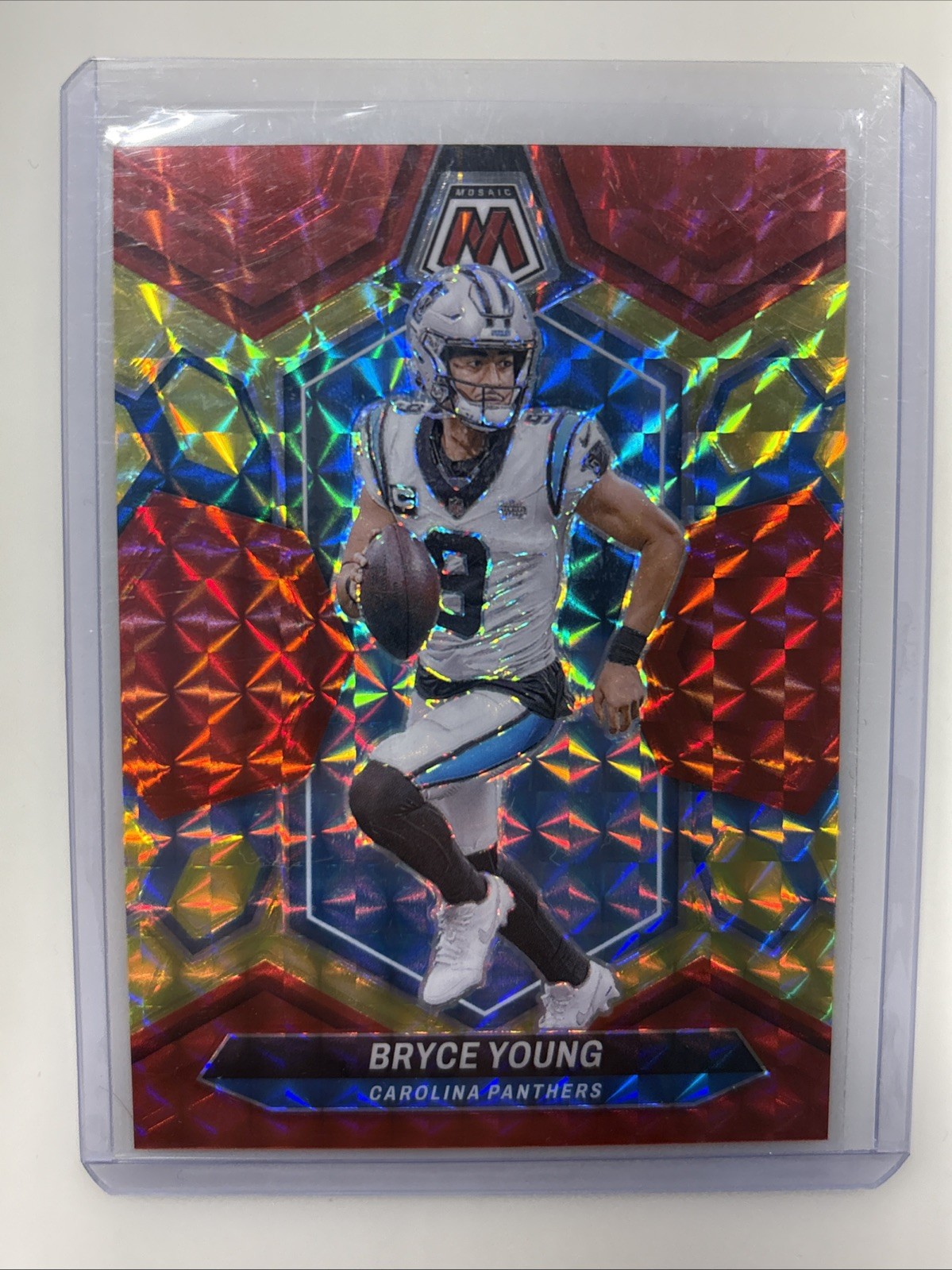 2024 Panini Mosaic #29 Bryce Young Mosaic Choice Fusion Red and Yellow #/80