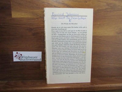 Hier hast du dein Leben; Teil: [2]., Schlussspiel der Jugend. Eyvind Johnson Joh