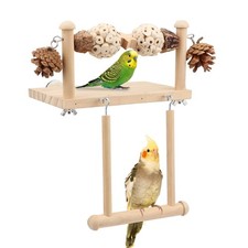 Bird Perch Wooden Platform Bird Swing Chew Toys Play Gyms Exercise Stands Han...