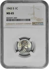 1943 S 1C Lincoln Steel Wheat Cent NGC Graded MS 65 with Nice Toning
