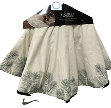 Ralph Lauren Christmas Tree Skirt Cream Green Pine branches 48" NEW