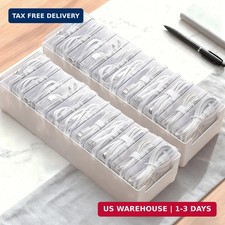 2 Pack 11 Grid Cable Organizer Box with Switch for Desktop Cord Storage  Desk W