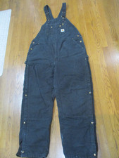 Carhartt Men's Double Knee Canvas Overalls Bibs Size 46x34 R41 blk 