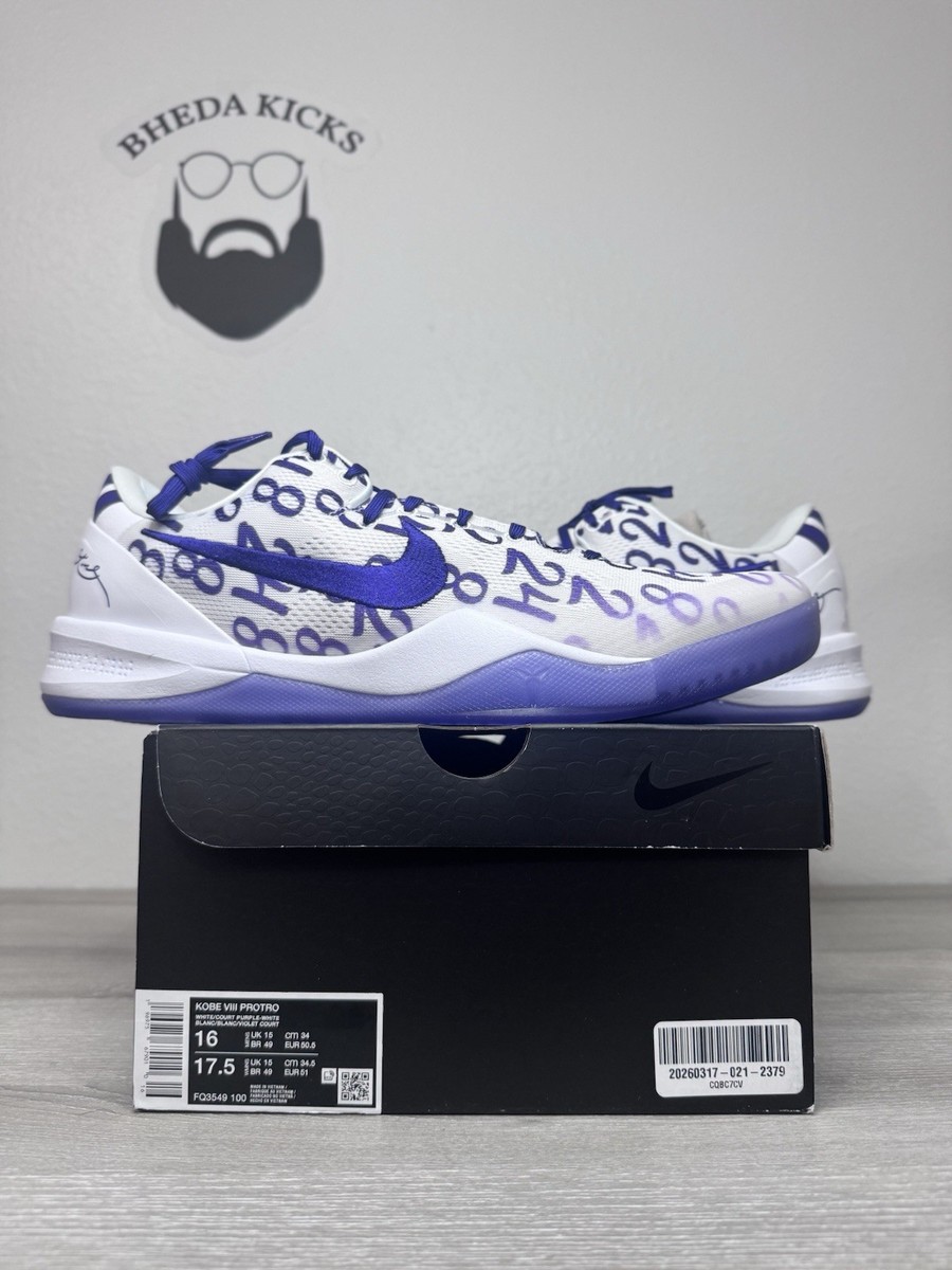 Size 16 - Nike Kobe 8 Protro White Court Purple FQ3549-100 Men's