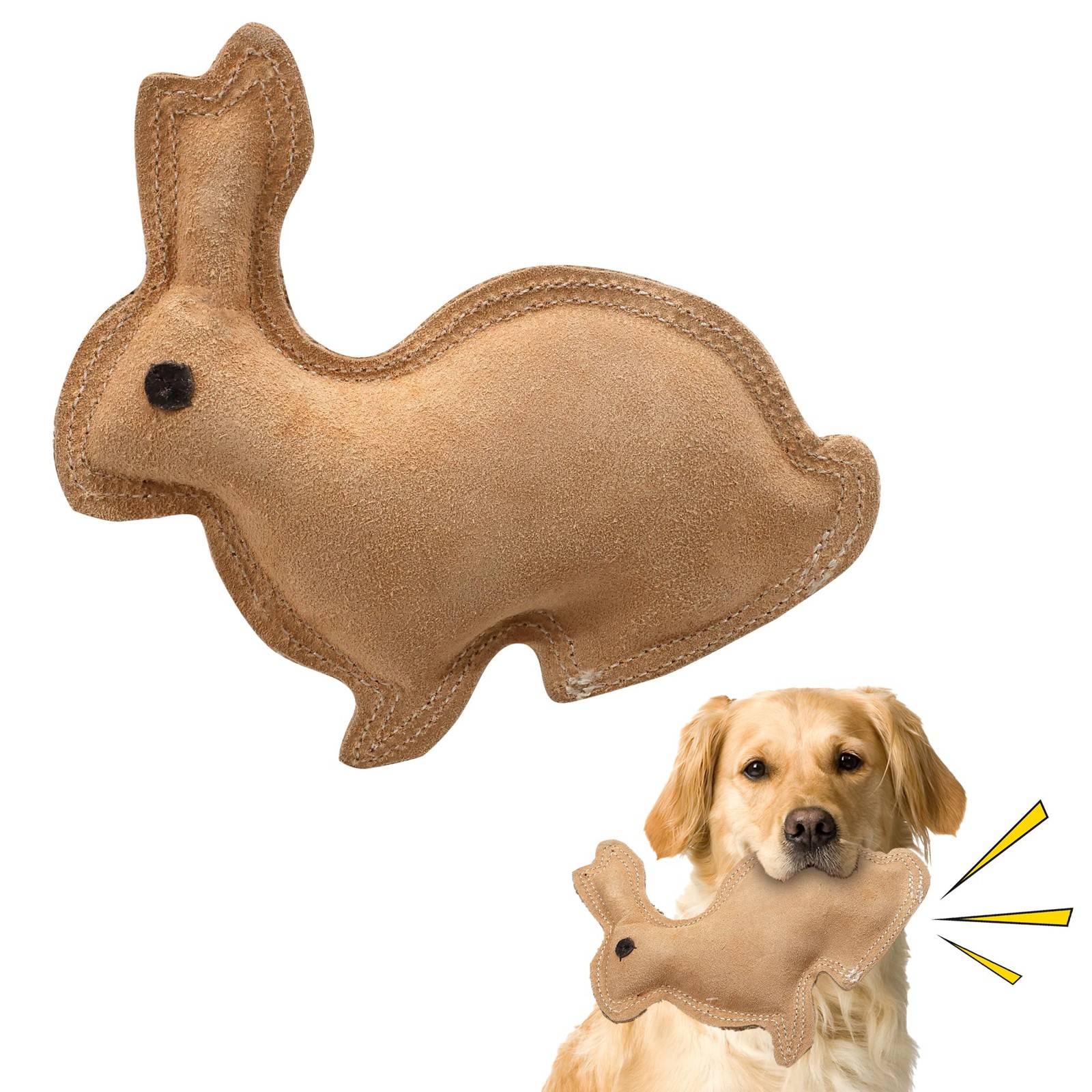 Spot Dura-fused Leather Rabbit Dog Toy &ndash; Real Leather & Ju