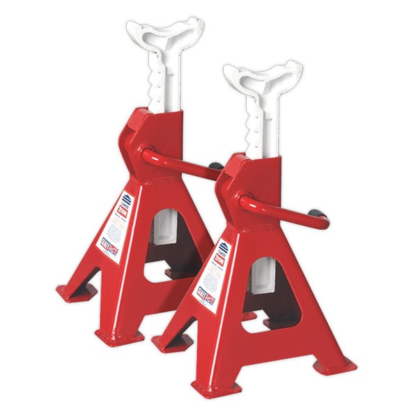 VS2002 2T Axle Stands Pair 2 Tonne 2000kg 275mm 415mm Ratchet Red By Sealey