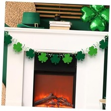 8.2ft St.Patrick's Day Garland with Bow Felt Green Banner with Wooden Shamrock