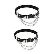 Adjustable Leg Garter with Chains, Elastic Punk Thigh Garters for Women, Black