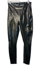 Spanx Black Faux Leather Skinny Moto Legging Pants Womens Large