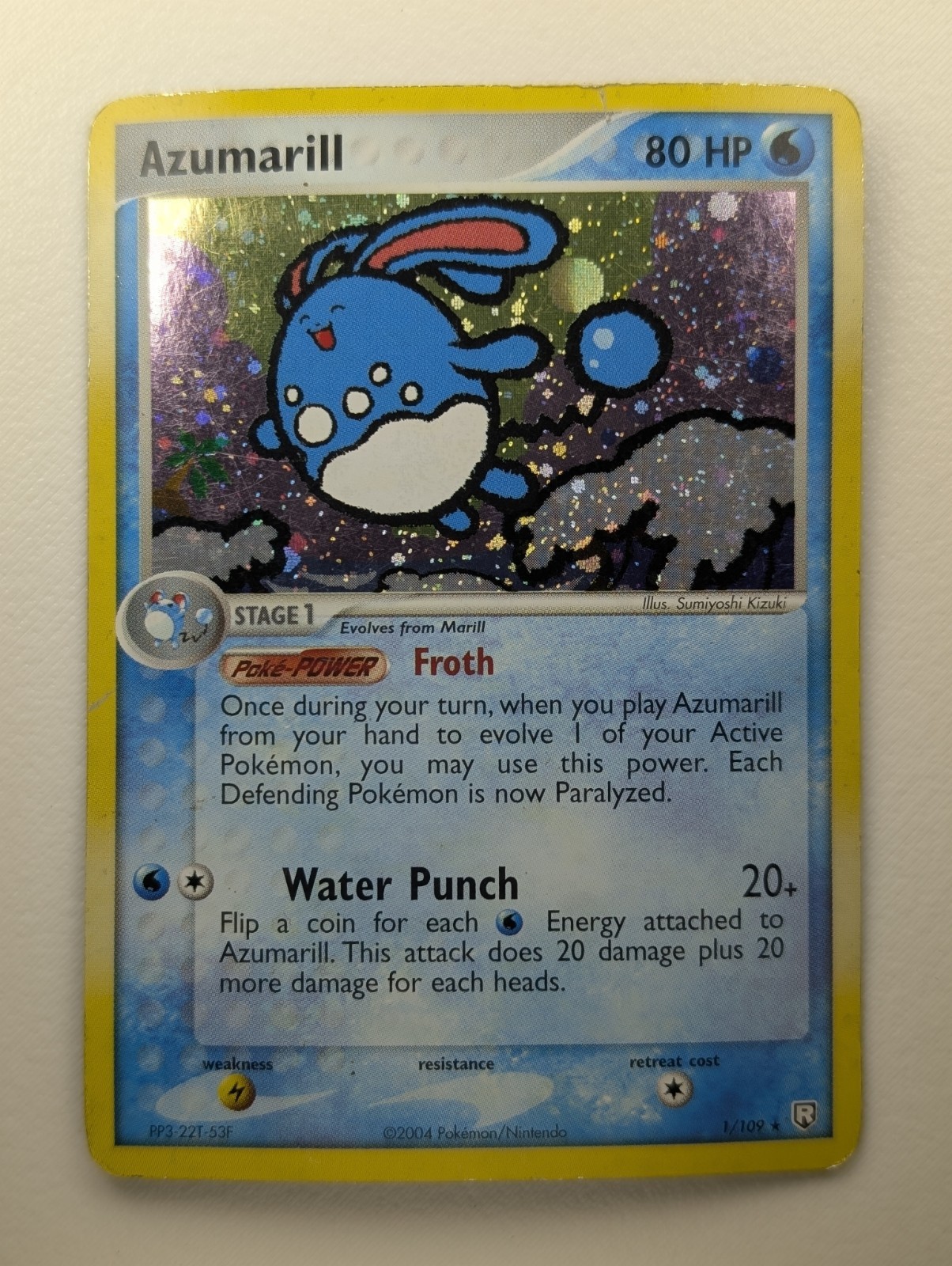 Heavily Played 2004 Pokemon EX Team Rocket Returns Azumarill 1/109 Holo Rare 
