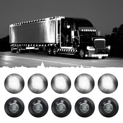 10PCS Sealed Waterproof Smoked White 3/4'' Mini Round Clearance LED Front Rear...