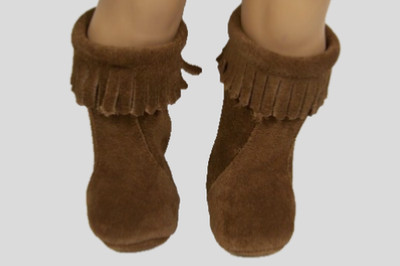 Brown Suede Moccasin Boots Shoes For 18'' American Girl Dolls (Debs)