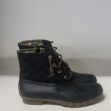 Sperry Saltwater Quilted Duck Boot Black Womens Size 5M