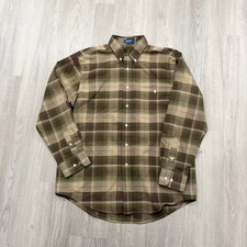 Vintage Towncraft Button Shirt Men's Medium Brown Plaid Check Preppy 90s Fall